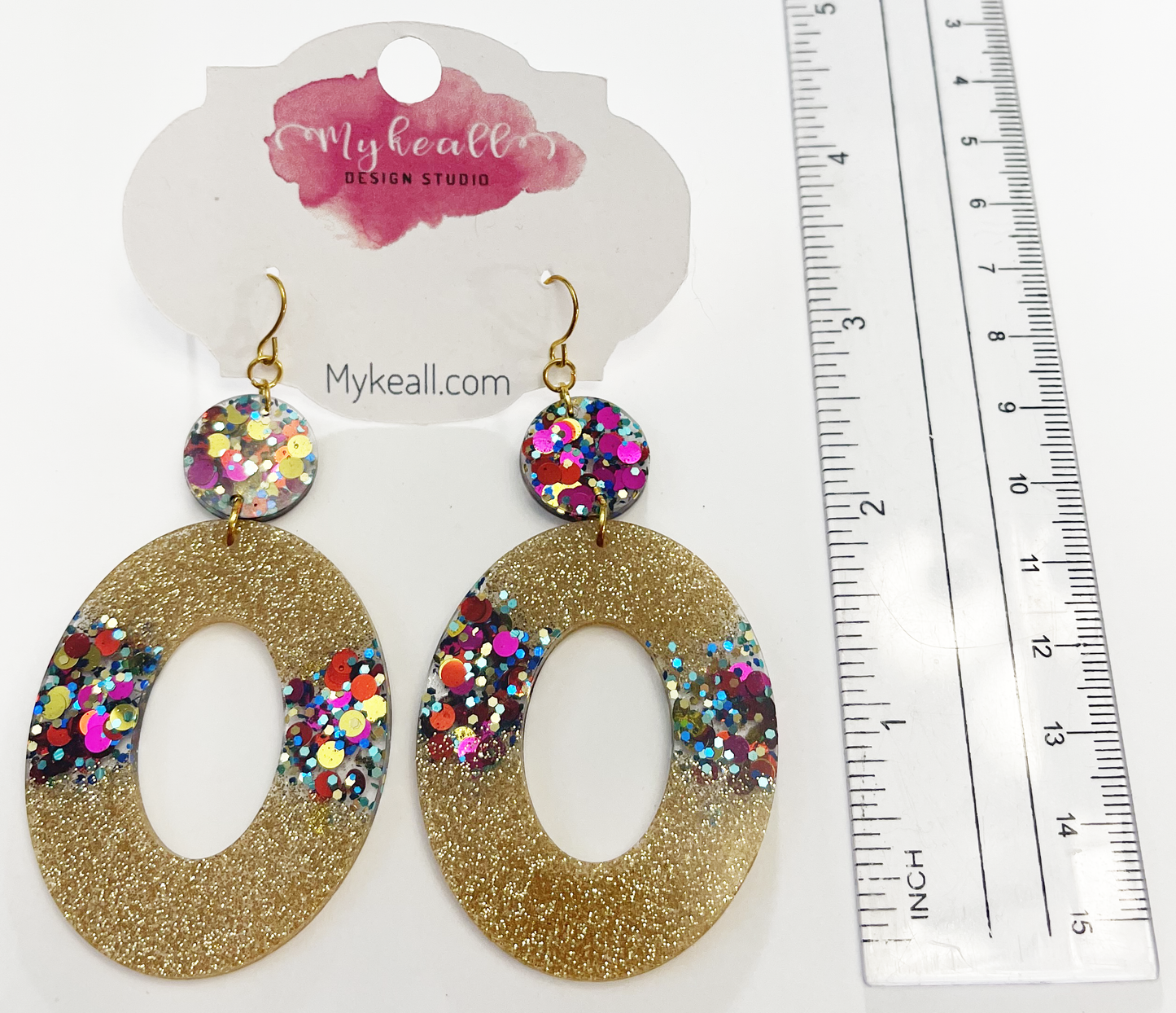 Pink/Multi-Glitter Earrings - 1