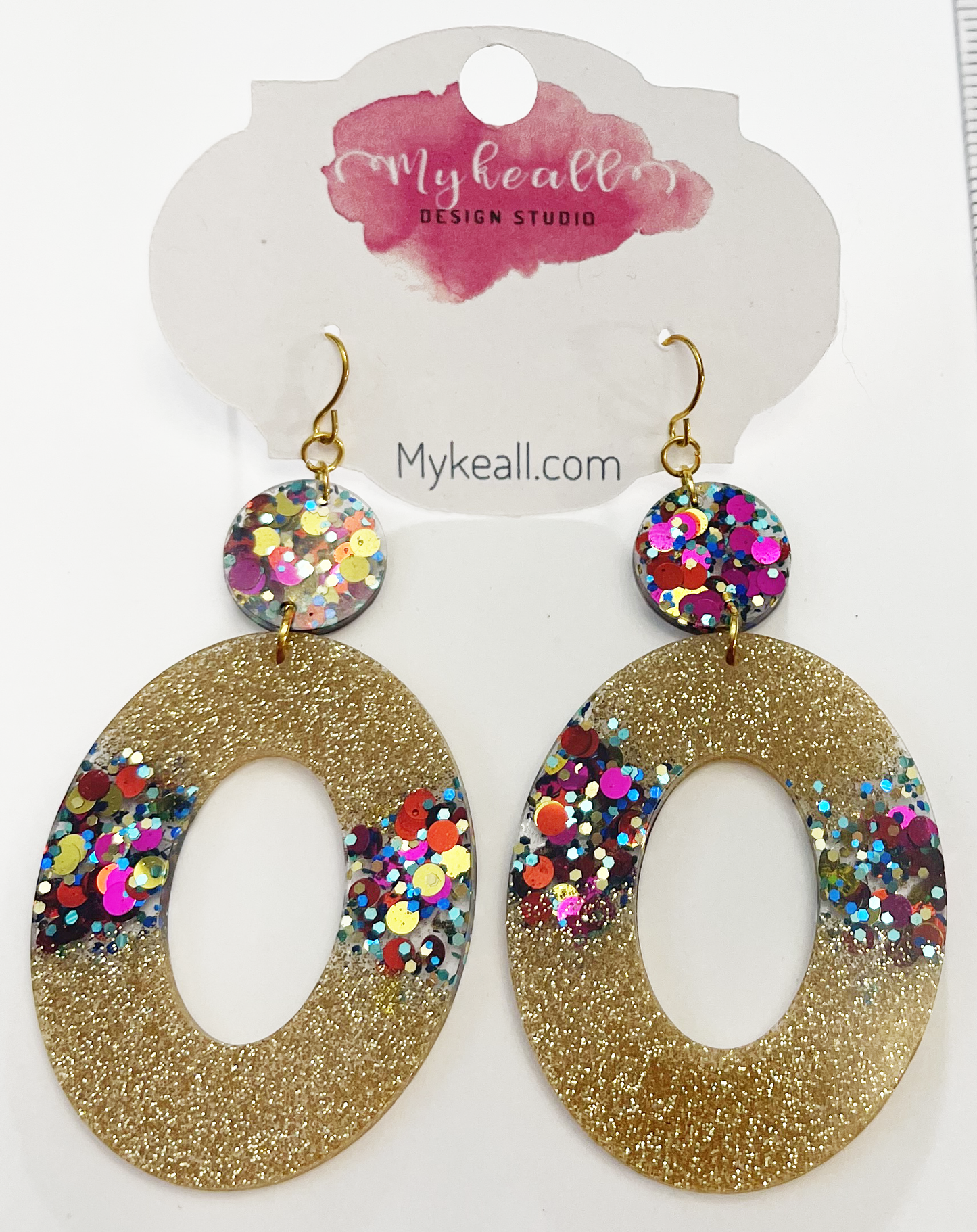 Pink/Multi-Glitter Earrings - 1