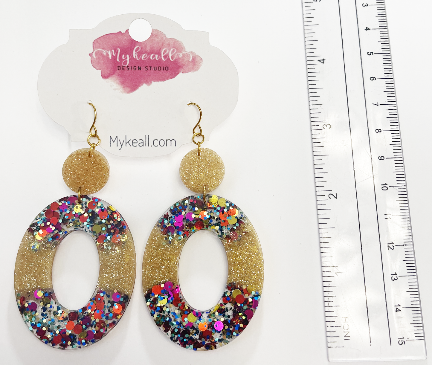 Pink/Multi-Glitter Earrings - 2