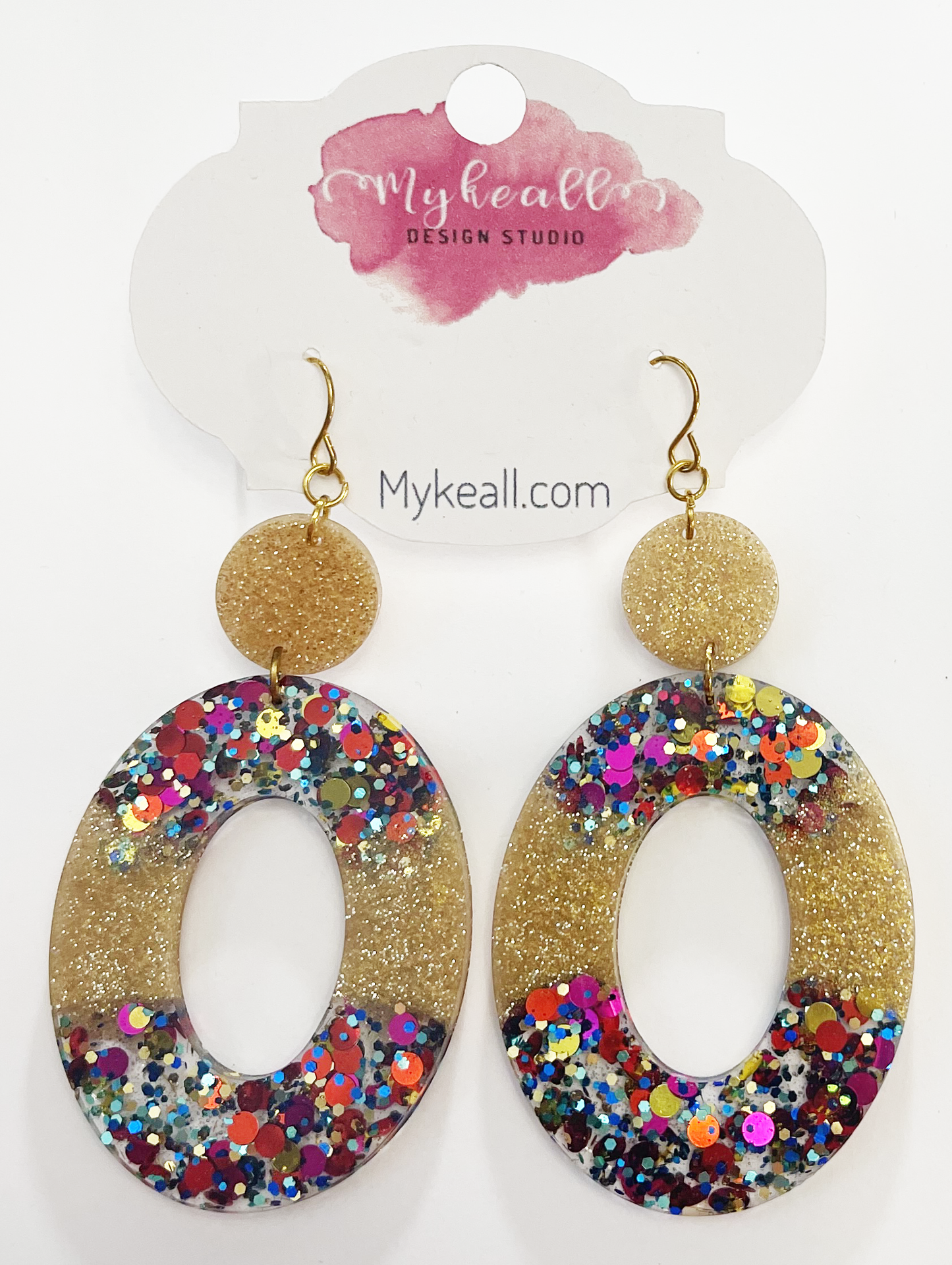 Pink/Multi-Glitter Earrings - 2