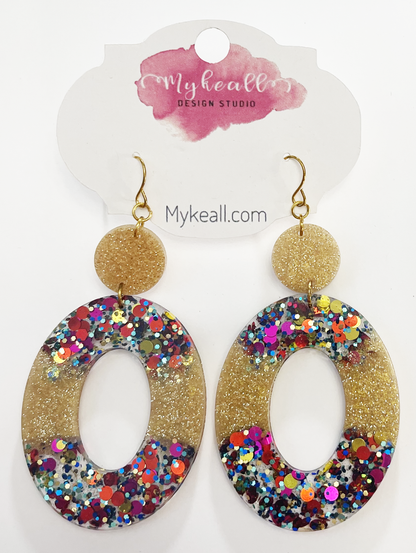 Pink/Multi-Glitter Earrings - 2