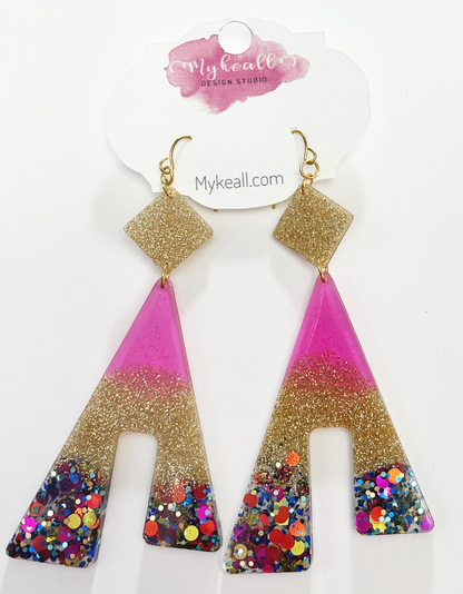 Pink/Multi-Glitter Earrings - 3