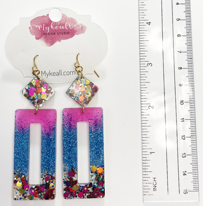 Pink/Multi-Glitter Earrings - 4