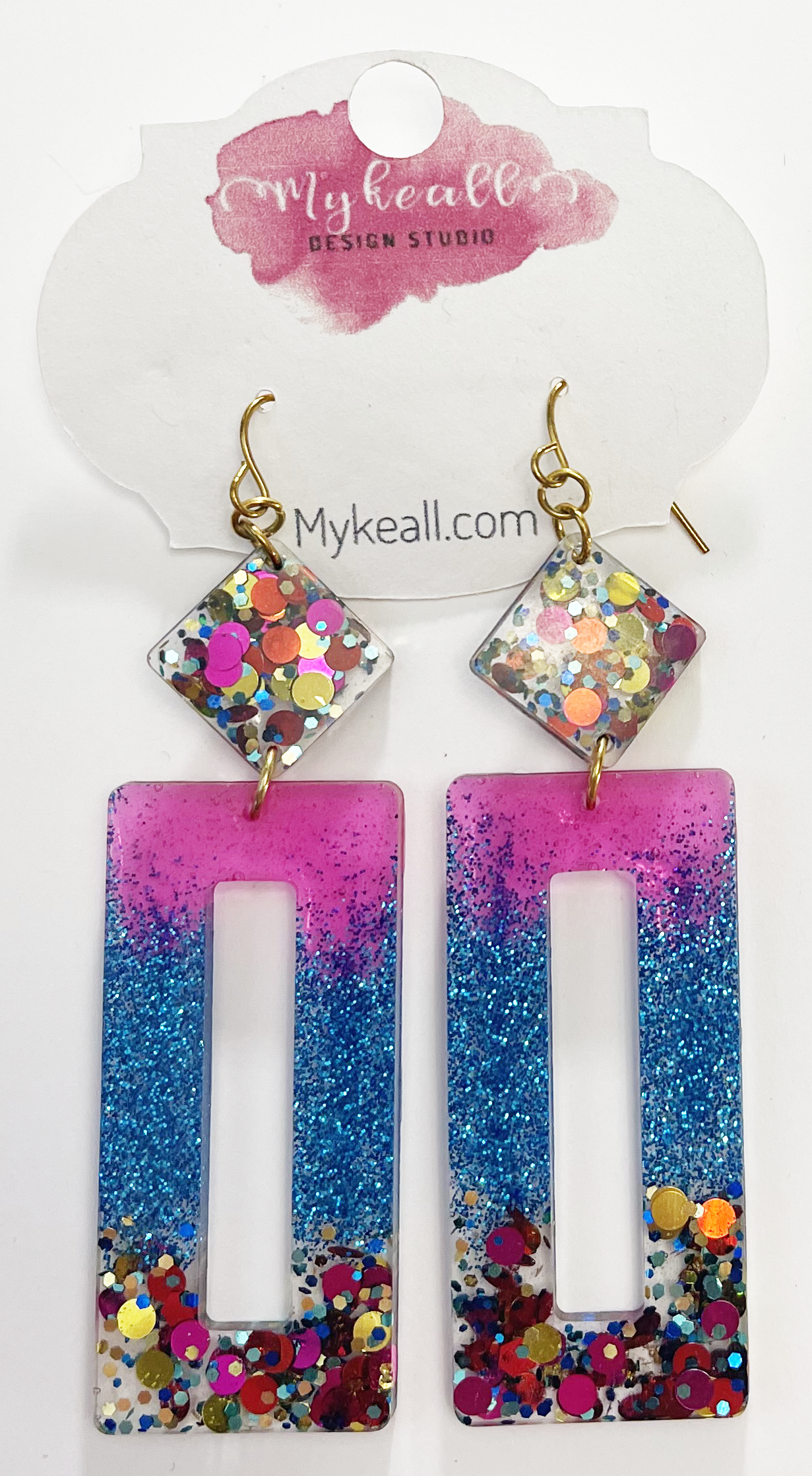 Pink/Multi-Glitter Earrings - 4