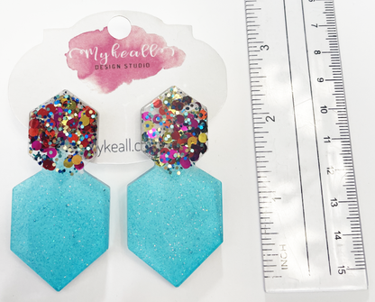 Pink/Multi-Glitter Earrings - 7