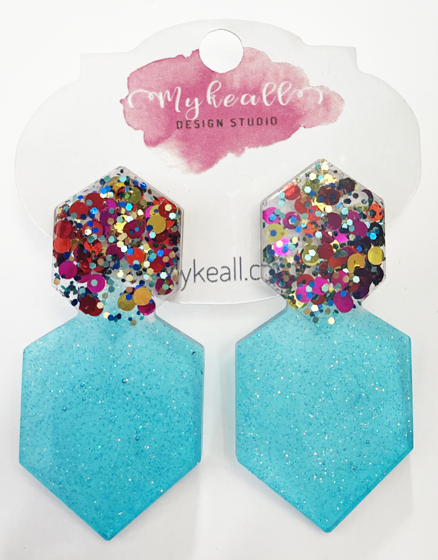 Pink/Multi-Glitter Earrings - 7