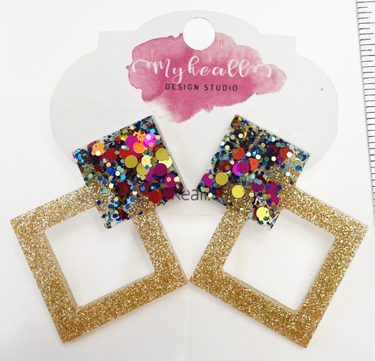 Pink/Multi-Glitter Earrings - 11