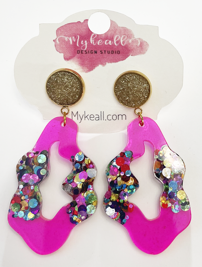 Pink/Glitter Earrings - 16