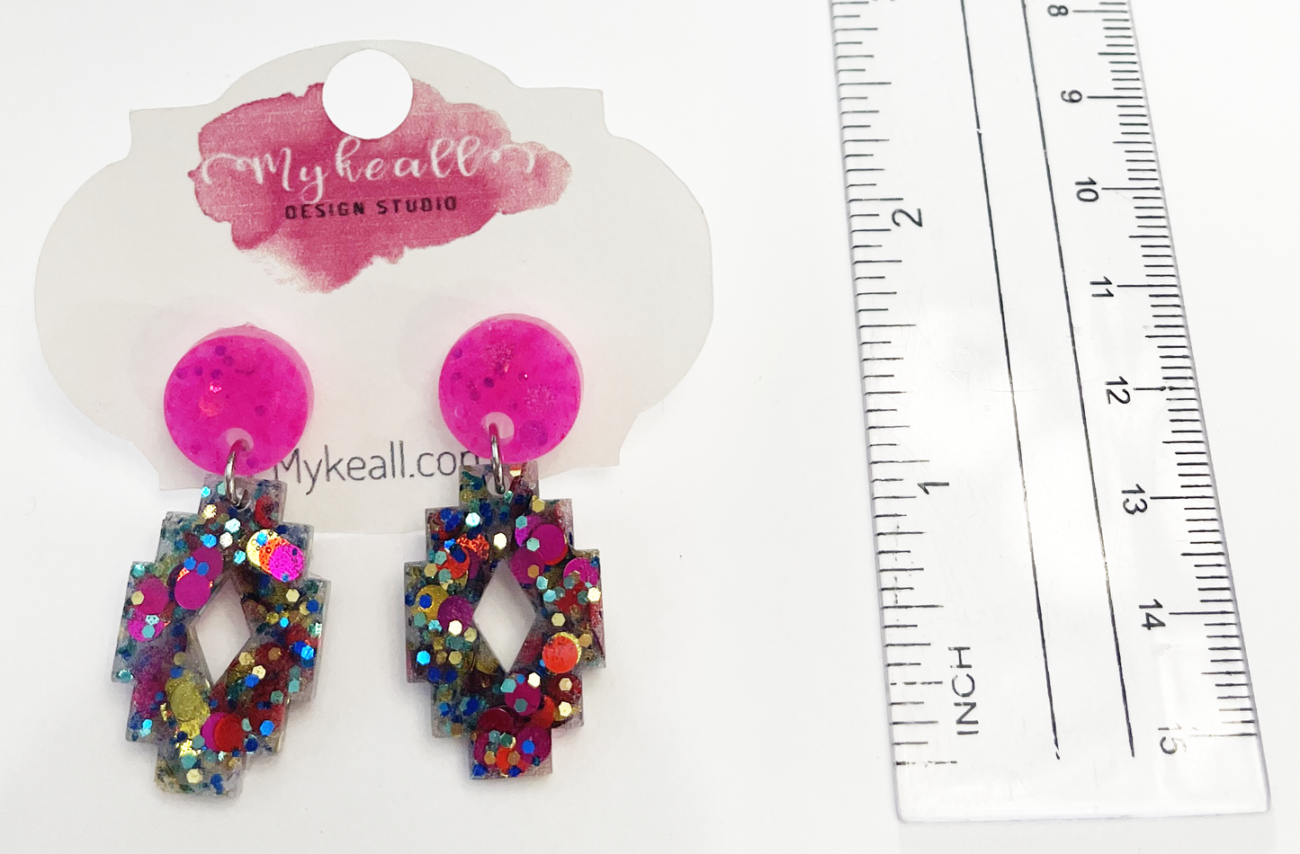 Pink/Multi-Glitter Earrings - 10