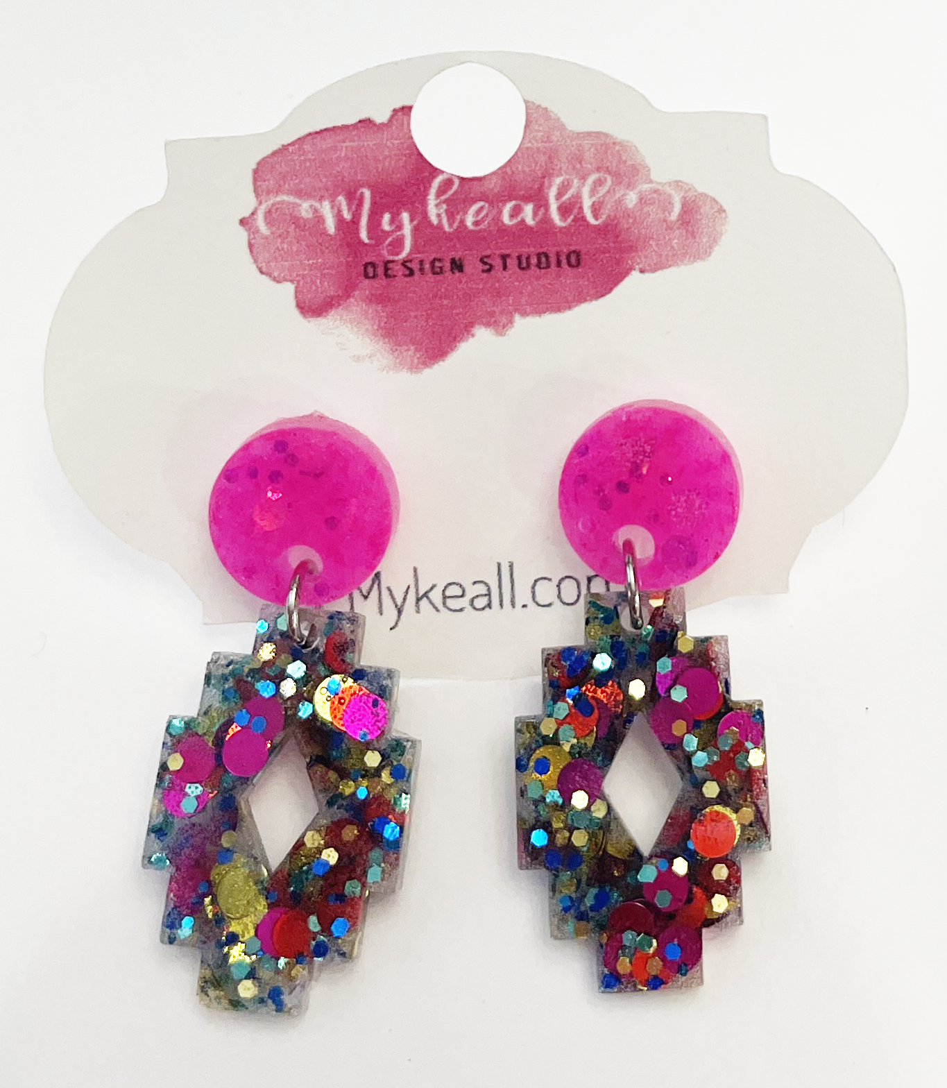 Pink/Multi-Glitter Earrings - 10