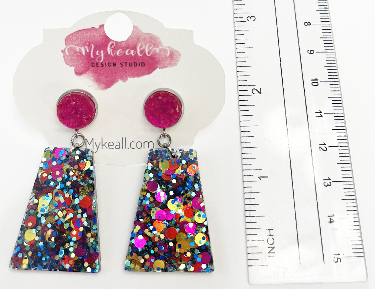 Pink/Multi-Glitter Earrings - 9