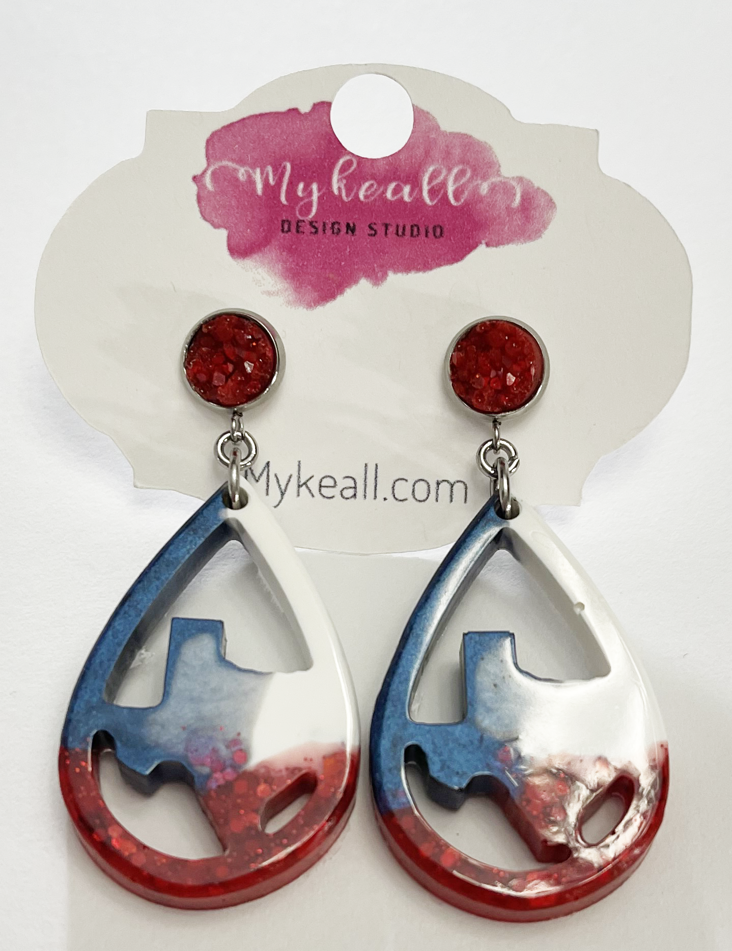 Red White Navy Earrings - 13