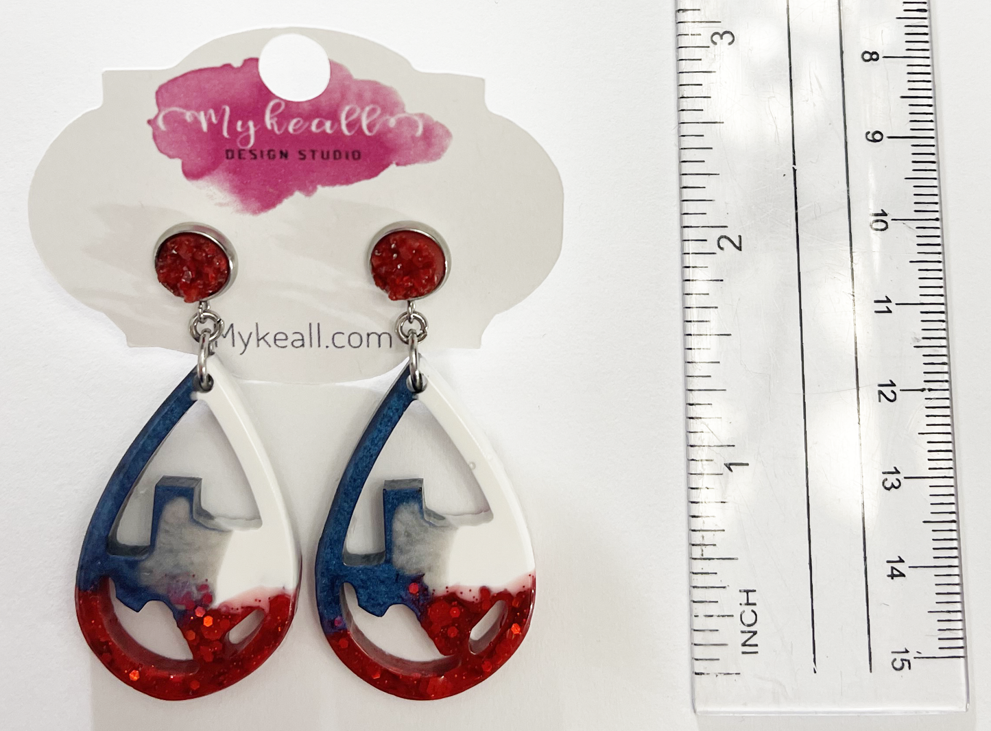 Red White Navy Earrings - 13