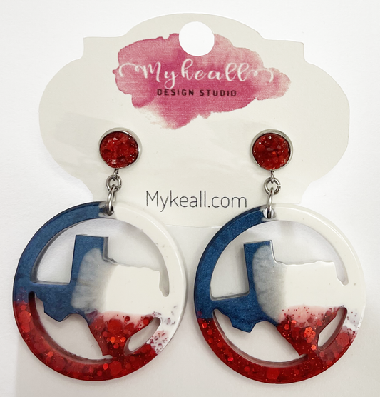 Red White Navy Earrings - 14