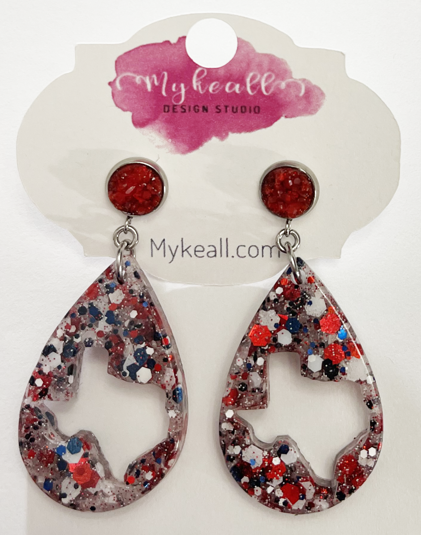 Red White Navy Earrings - 16