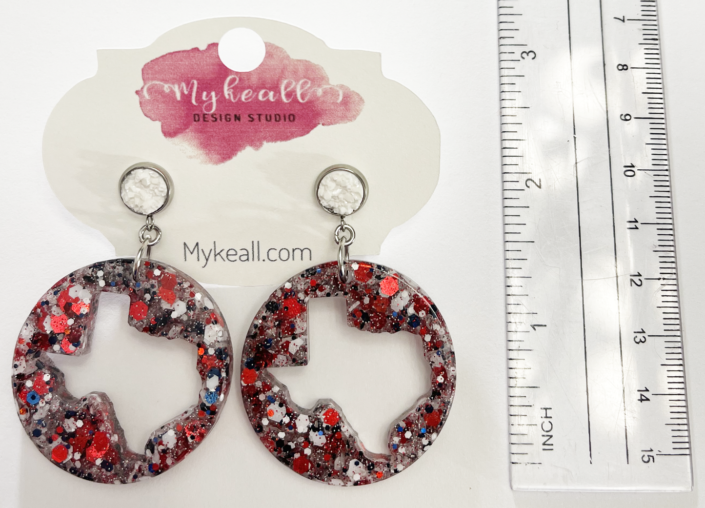 Red White Navy Earrings - 17