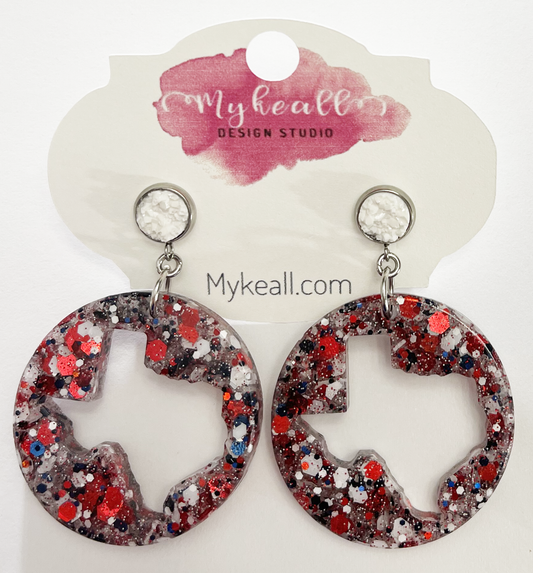 Red White Navy Earrings - 17