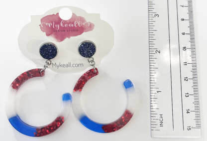 Red White Blue Earrings - 8